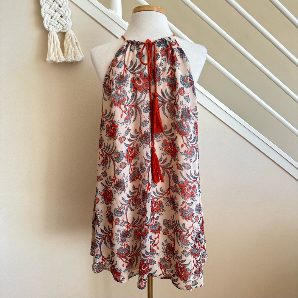 BB Dakota Allisa Floral Halter Trapeze Swing Mini Dress Cream Red Size Small NWT - Picture 7 of 15